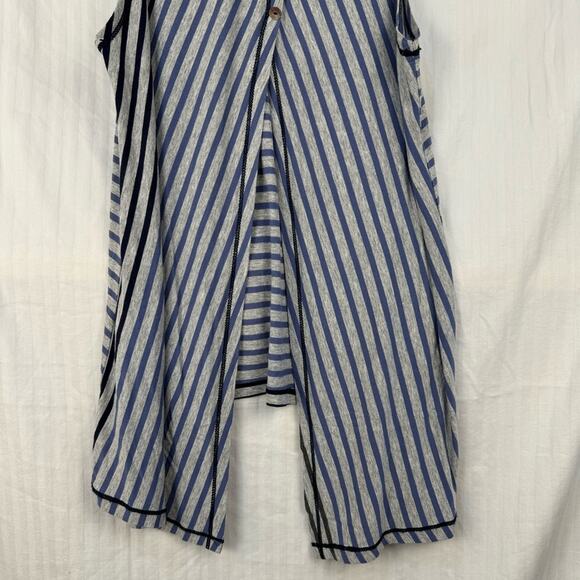 Cotton Innovation Asymmetrical Button Back Tank Top Women’s Size Medium Striped - Picture 4 of 7